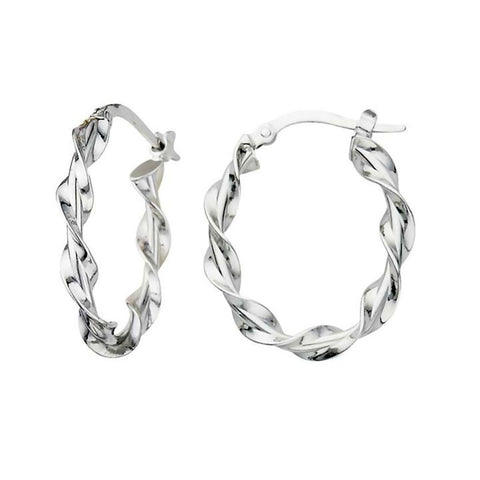 Greg Anthony Italian Twist Hoop Earrings 14K White Gold - 1000Jewels.com