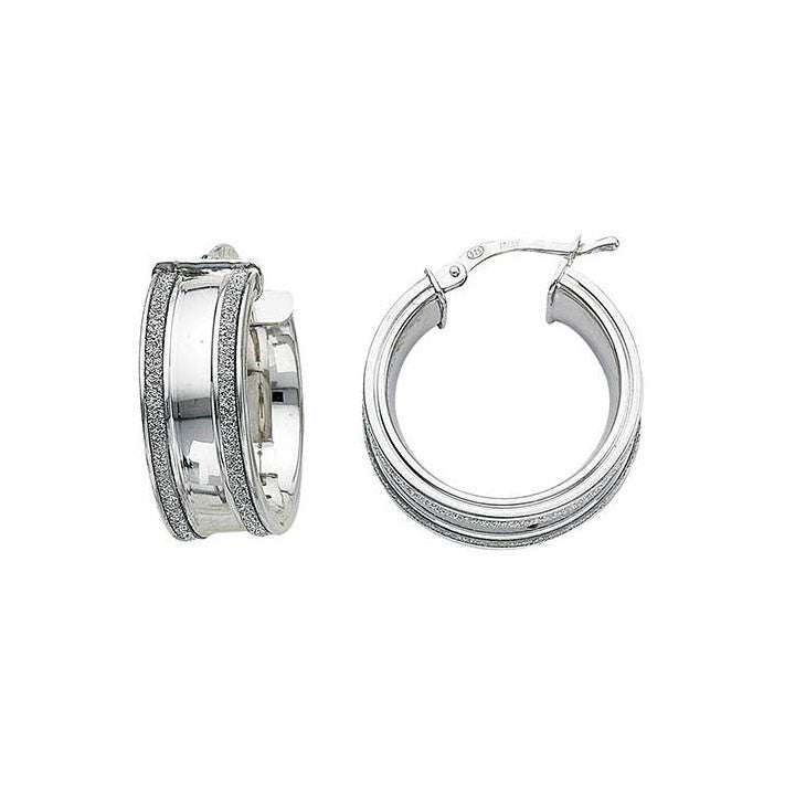 Greg Anthony Italian Glitter Hoop Earrings Sm 925 Sterling Silver - 1000Jewels.com