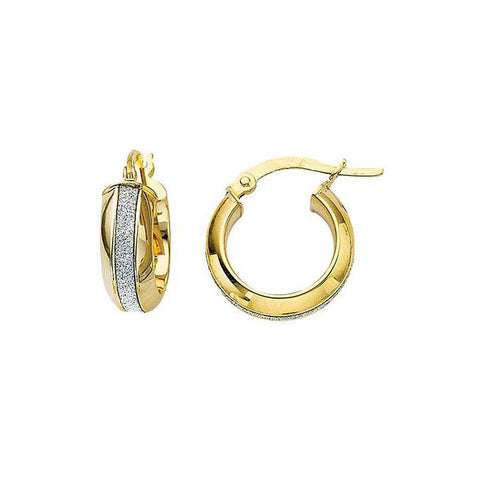 Greg Anthony Glitter Gold Hoop Earrings Sm 14K Yellow Gold - 1000Jewels.com