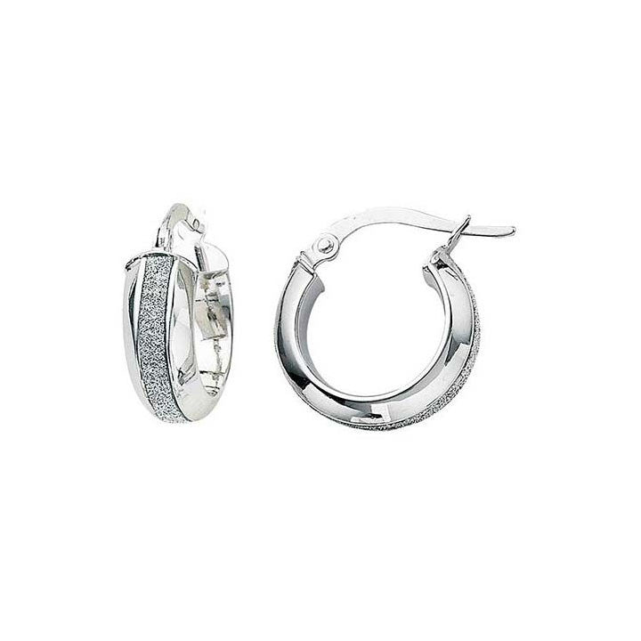 Greg Anthony Glitter Gold Hoop Earrings Sm 14K White Gold - 1000Jewels.com