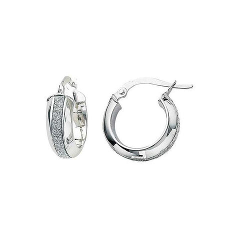 Greg Anthony Glitter Gold Hoop Earrings Sm 14K White Gold - 1000Jewels.com