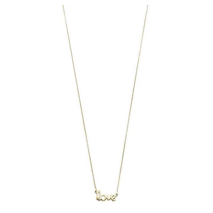 16 - 18 Inch Adjustable Love Word Necklace 14K Yellow Gold - 1000Jewels.com