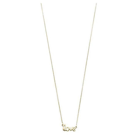 16 - 18 Inch Adjustable Love Word Necklace 14K Yellow Gold - 1000Jewels.com