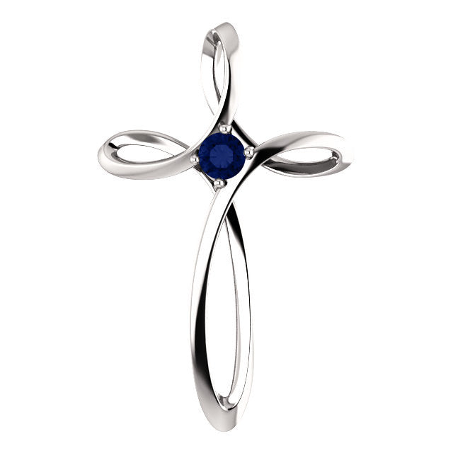 Custom Made Mothers Cross Slide Pendant 1 to 5 Gemstones, 925 Silver - 1000Jewels.com