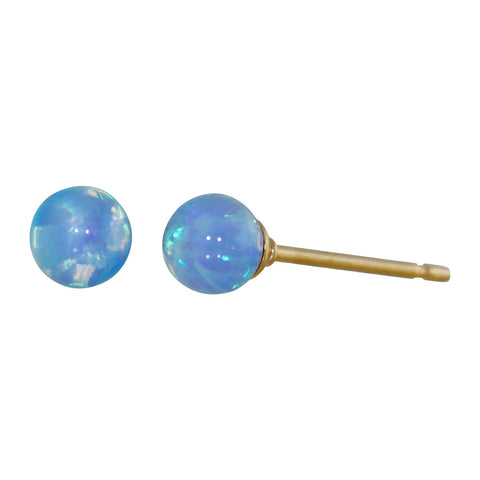 Sky: 4mm Azure Blue Opal Ball Stud Post Earrings 14-20 Gold Filled - 1000Jewels.com