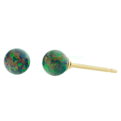 Aurora: Black Created Australian Opal Ball Stud Earrings 14-20 Gold Filled - 1000Jewels.com