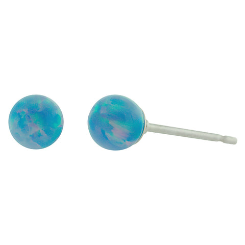 Carrie: 4mm Cornflower Blue Opal Ball Stud Post Earrings 925 Sterling Silver - 1000Jewels.com