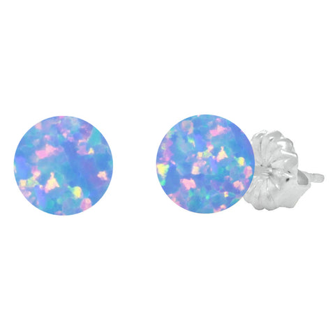 Carrie: Cornflower Blue Created Australian Opal Ball Stud Earrings 925 Sterling Silver - 1000Jewels.com
