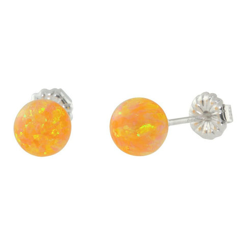 Cira: Citrine Yellow Created Australian Opal Ball Stud Earrings 925 Sterling Silver - 1000Jewels.com