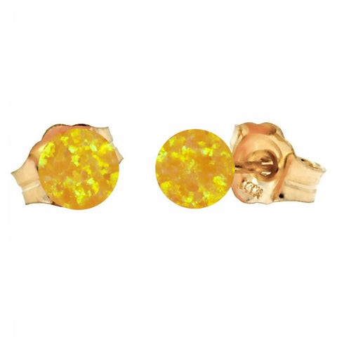 Cira: Citrine Yellow Created Australian Opal Ball Stud Earrings 14-20 Gold Filled - 1000Jewels.com