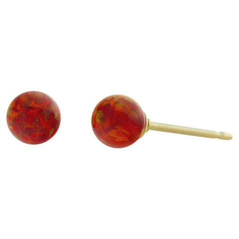 Ginger: Flame Red Created Australian Opal Ball Stud Earrings 14-20 Gold Filled - 1000Jewels.com