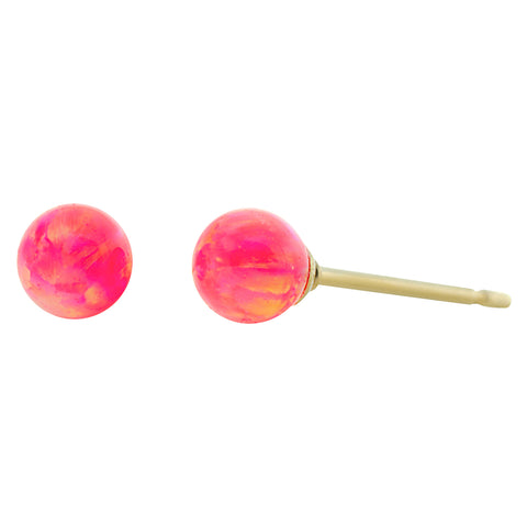 Pia: Hot Pink Created Australian Opal Ball Stud Earrings 14-20 Gold Filled - 1000Jewels.com