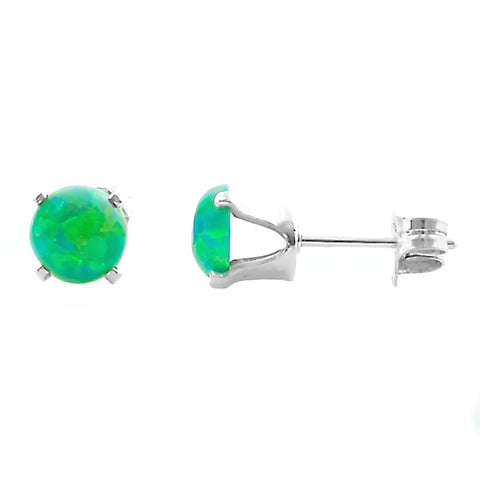 Kelly: 1.3ct 6mm Kiwi Opal Crown Set Stud Earrings 925 Silver - 1000Jewels.com