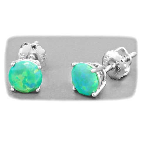 Margarita: 6mm Diamond Cut Faceted Kiwi Green Opal Screw Back Earrings - 1000Jewels.com