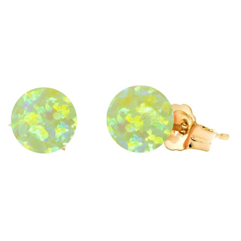 Aileen: Lime Green Created Australian Opal Ball Stud Earrings 14-20 Gold Filled - 1000Jewels.com