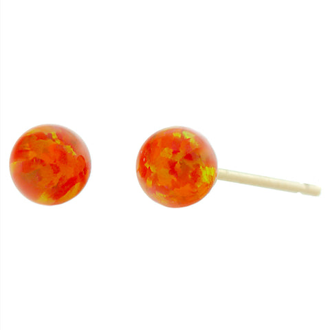 Orlena: 4mm Mexican Fire Opal Ball Stud Earrings 14k Yellow Gold - 1000Jewels.com