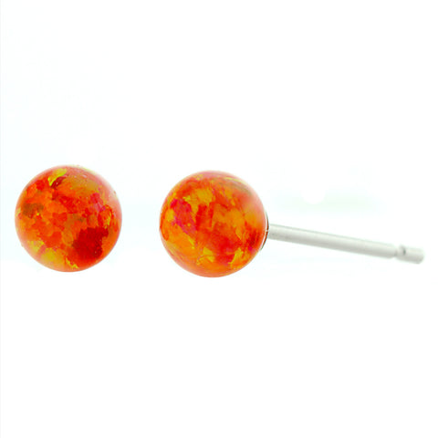 Orlena: 4mm Mexican Fire Opal Ball Stud Earrings 14k White Gold - 1000Jewels.com
