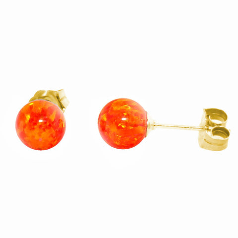 Orlena: 6mm Mexican Fire Opal Ball Stud Earrings 14-20 Gold Filled - 1000Jewels.com
