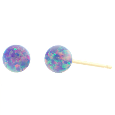 Norah: 4mm Lavender Opal Ball Stud Post Earrings 14k Yellow Gold - 1000Jewels.com