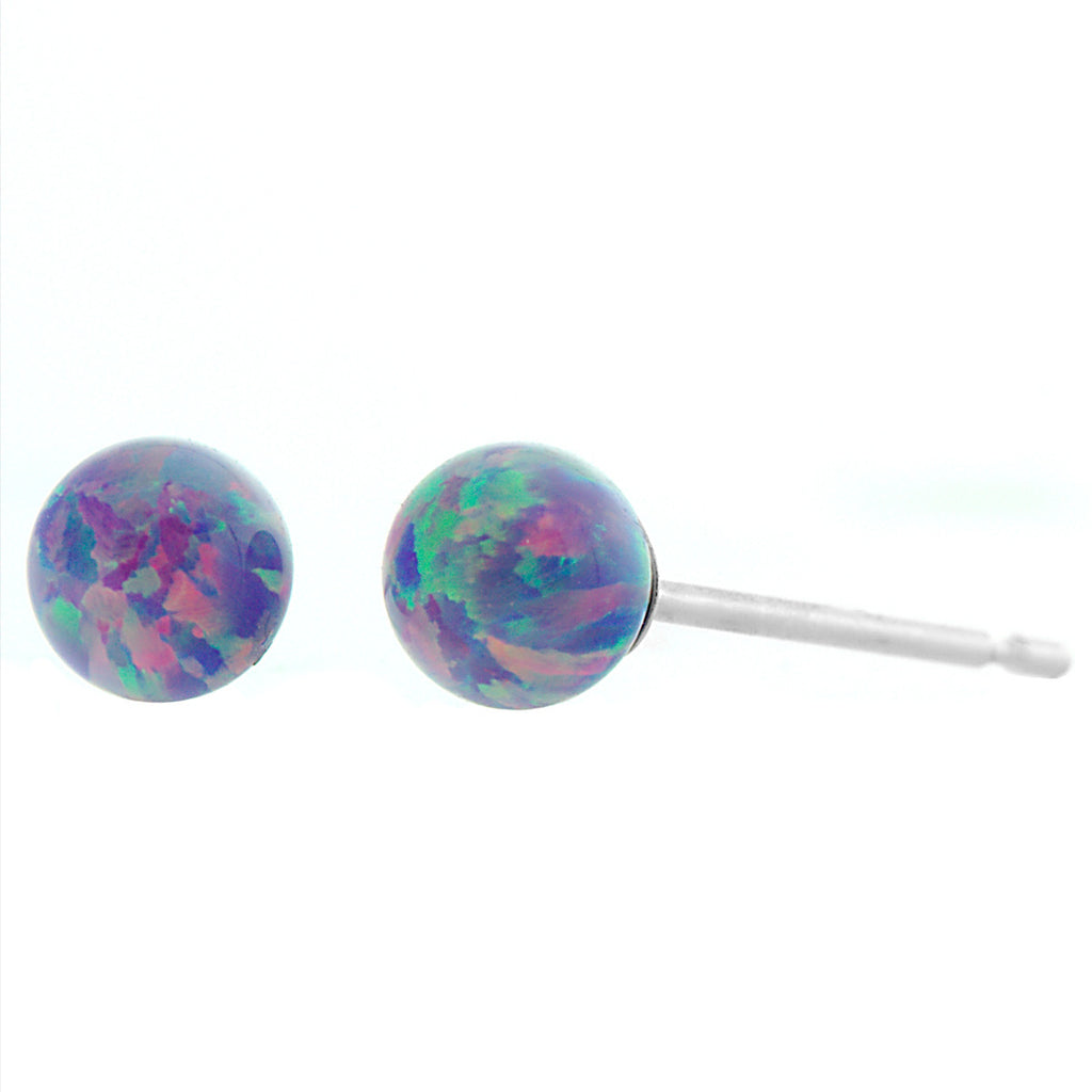 Norah: 4mm Lavender Opal Ball Stud Post Earrings 14k White Gold - 1000Jewels.com