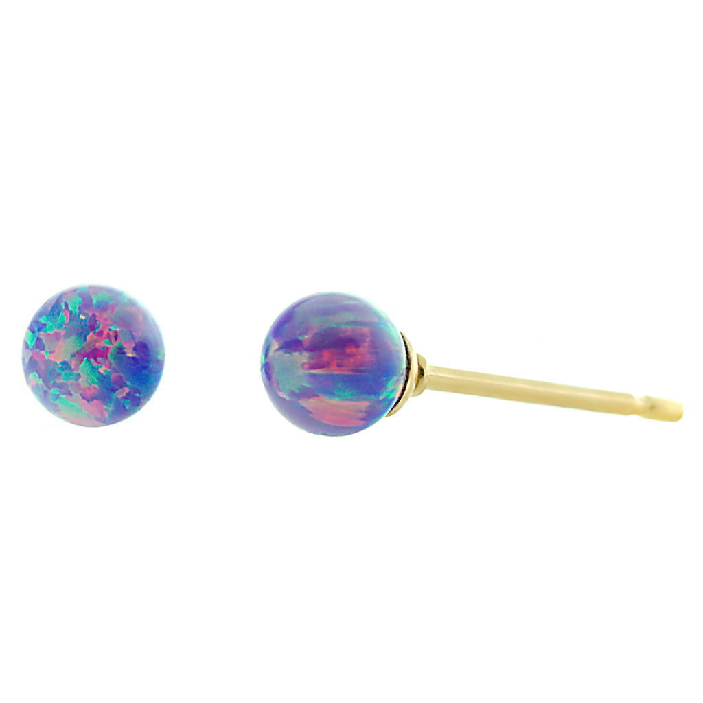 Norah: Lavender Created Australian Opal Ball Stud Post Earrings 14-20 Gold Filled - 1000Jewels.com