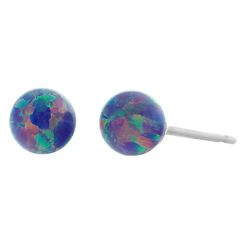 Norah: Lavender Created Australian Opal Ball Stud Post Earrings 925 Sterling Silver - 1000Jewels.com