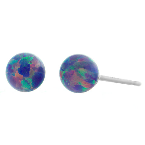 Norah: 4mm Lavender Opal Ball Stud Post Earrings 925 Sterling Silver - 1000Jewels.com