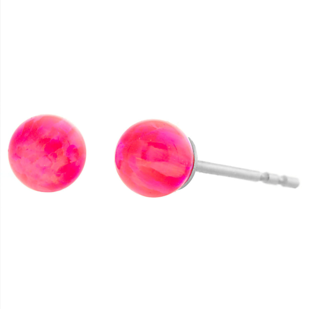 Pim: 6mm Mimosa Pink Opal Ball Stud Earrings 925 Sterling Silver - 1000Jewels.com