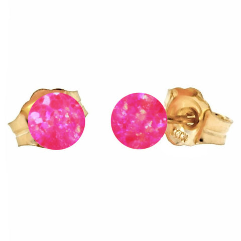 Pim: 4mm Mimosa Pink Opal Ball Stud Earrings 14K Yellow Gold - 1000Jewels.com