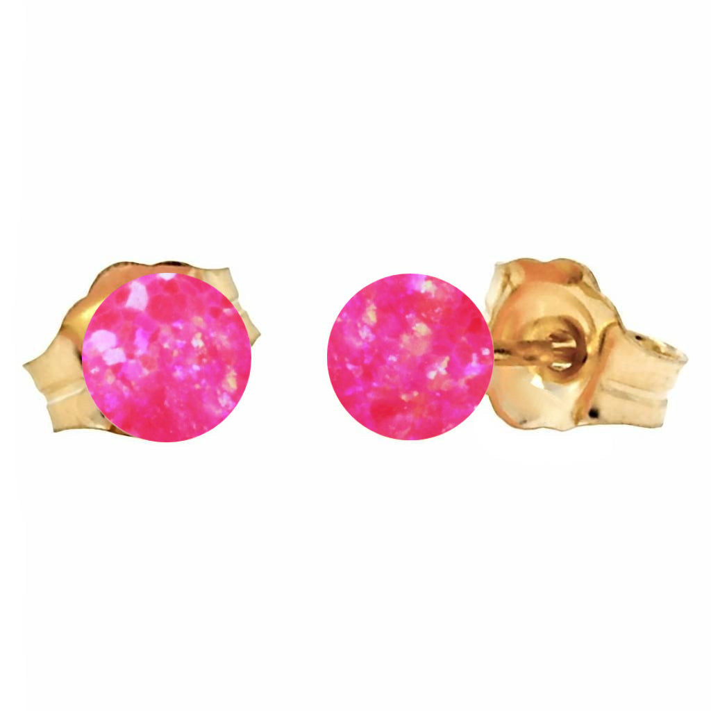 Pim: 4mm Mimosa Pink Opal Ball Stud Earrings 14-20 Gold Filled - 1000Jewels.com