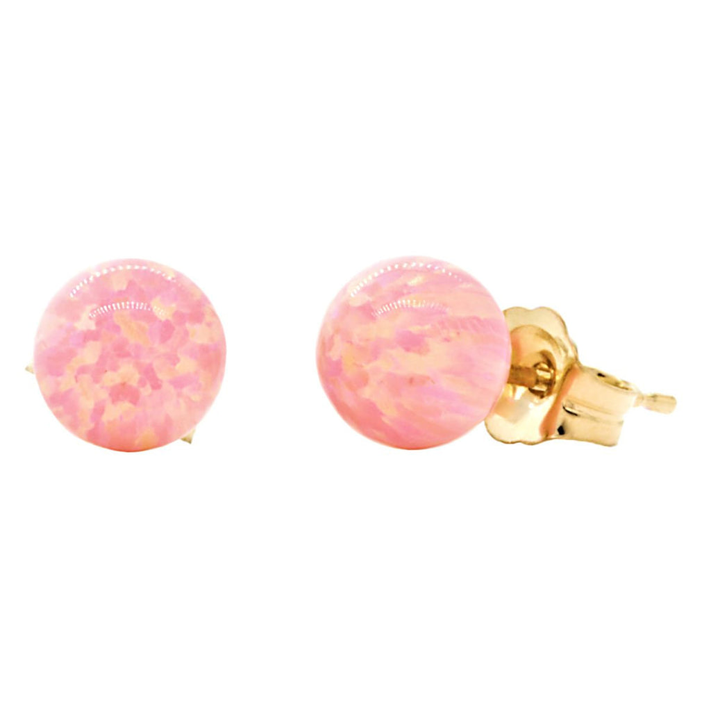 Elana: Pink Angel Skin Created Australian Opal Ball Stud Earrings 14-20 Gold Filled - 1000Jewels.com