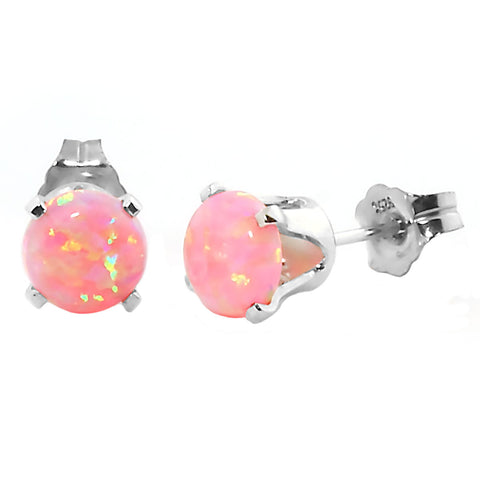 Elana: 1.3ct 6mm Pink Angel Skin Opal Crown Set Stud Earrings 925 Silver - 1000Jewels.com