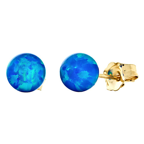 Oceans: Pacific Blue Created Australian Opal Ball Stud Post Earrings 14-20 Gold Filled - 1000Jewels.com
