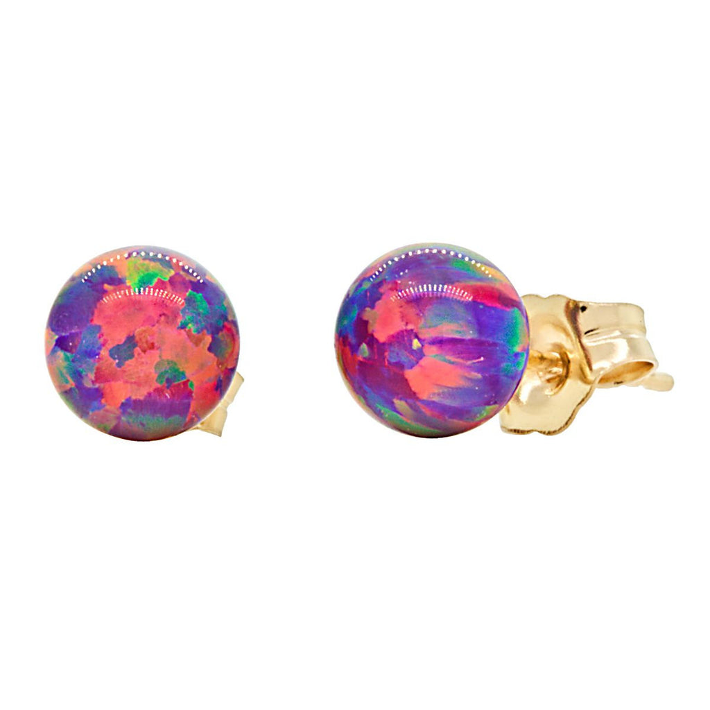 Elizabeth: Royal Lavender Created Australian Opal Ball Stud Earrings 14-20 Gold Filled - 1000Jewels.com