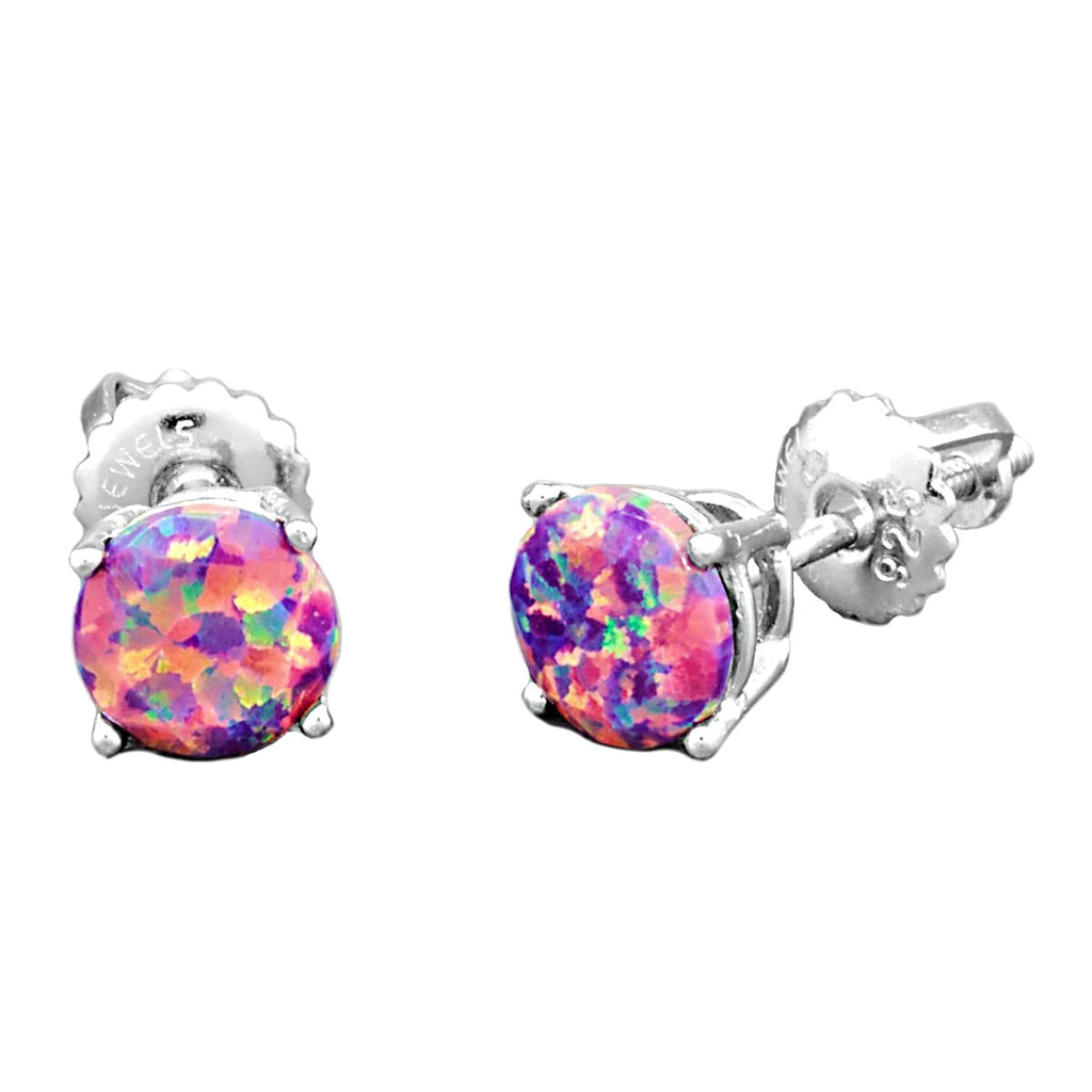 Elizabeth: 6mm Diamond Cut Faceted Lavender Opal Screw Back Earrings - 1000Jewels.com