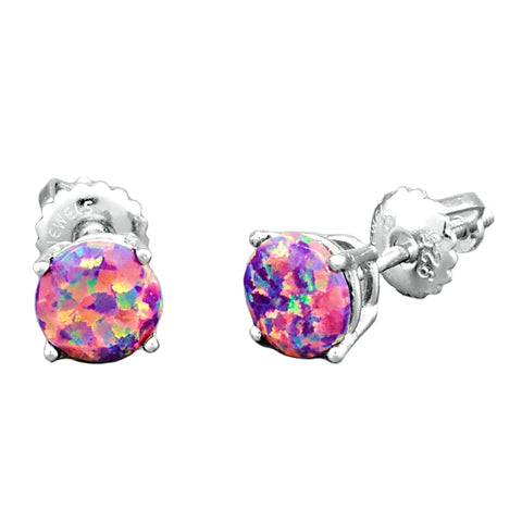 Elizabeth: 6mm Diamond Cut Faceted Lavender Opal Screw Back Earrings - 1000Jewels.com