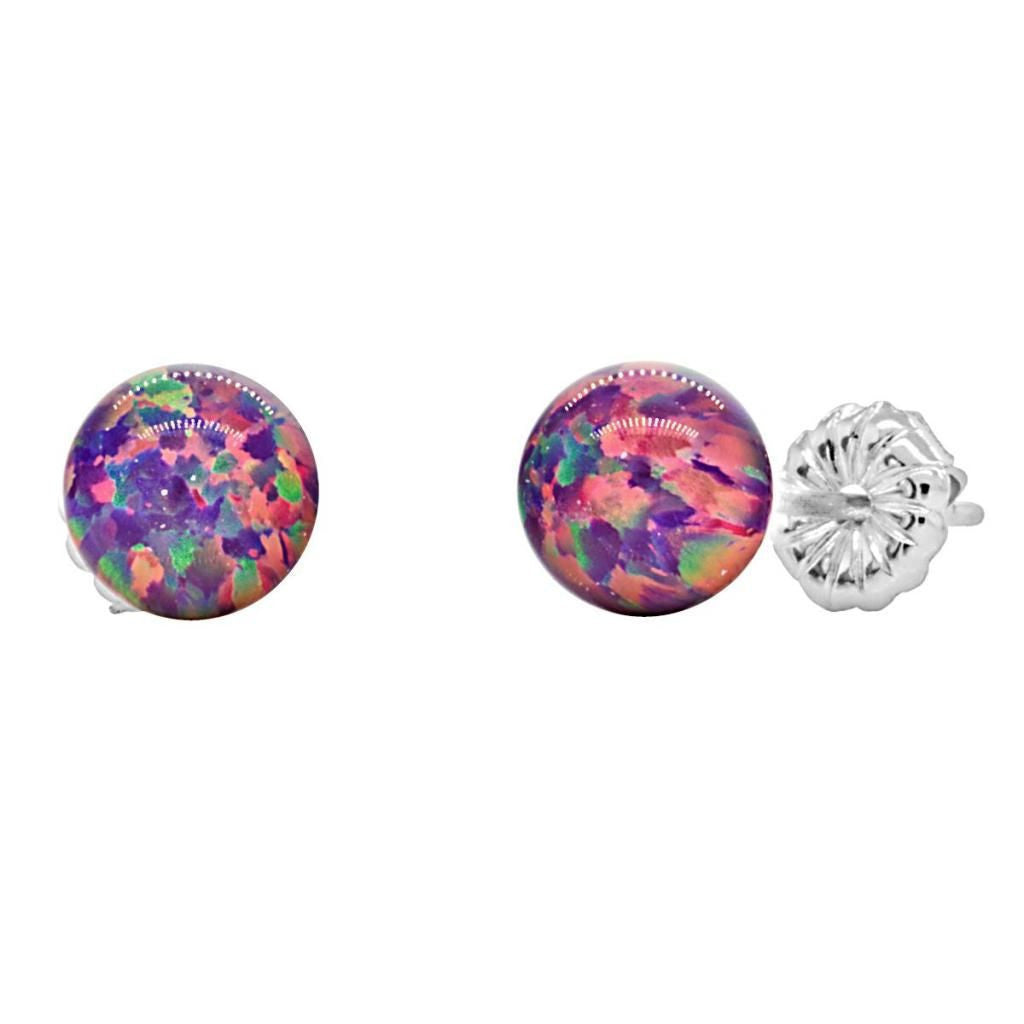 Elizabeth: 6mm Royal Lavender Opal Ball Stud Post Earrings 925 Silver - 1000Jewels.com