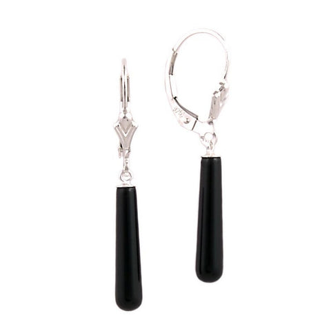18mm Black Onyx Teardrop Leverback Earrings 925 Silver - 1000Jewels.com