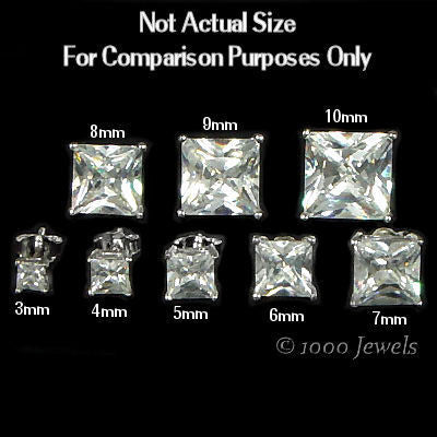 Kendra: 3mm, 0.35ct Princess Cut Russian Ice CZ Stud Earrings Silver - 1000Jewels.com