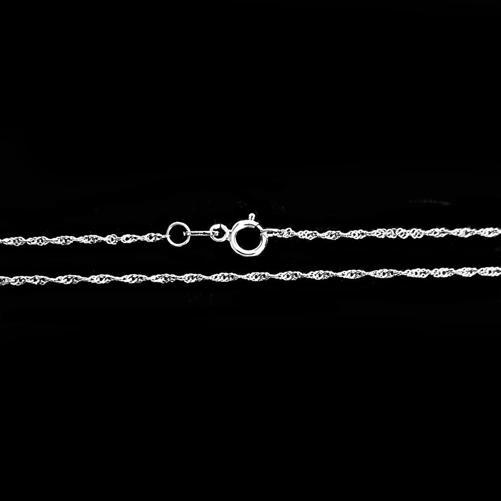 14K White Gold 1.0mm Singapore Rope Chain with Spring Ring - 1000Jewels.com