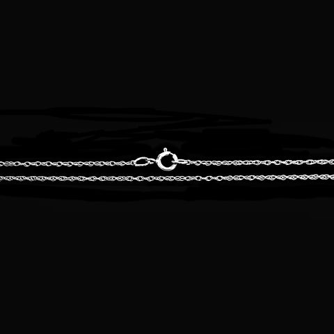 14K White Gold 0.5mm Cable Rope Chain with Spring Ring - 1000Jewels.com