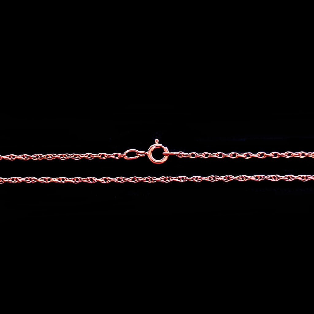 14K Rose Gold 0.7mm Cable Rope Chain with Spring Ring - 1000Jewels.com