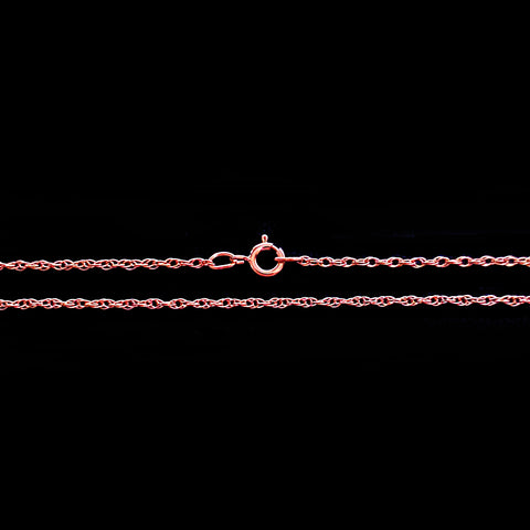 14K Rose Gold 0.7mm Cable Rope Chain with Spring Ring - 1000Jewels.com