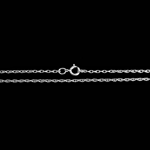 14K White Gold 0.7mm Cable Rope Chain with Spring Ring - 1000Jewels.com