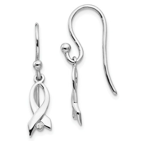 White Ice .01ct Diamond Ribbon Dangle Earrings Sterling Silver - 1000Jewels.com
