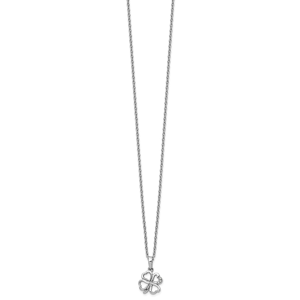 White Ice .01ct Diamond Clover Pendant Necklace Sterling Silver - 1000Jewels.com