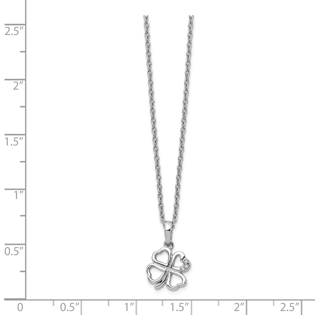 White Ice .01ct Diamond Clover Pendant Necklace Sterling Silver - 1000Jewels.com