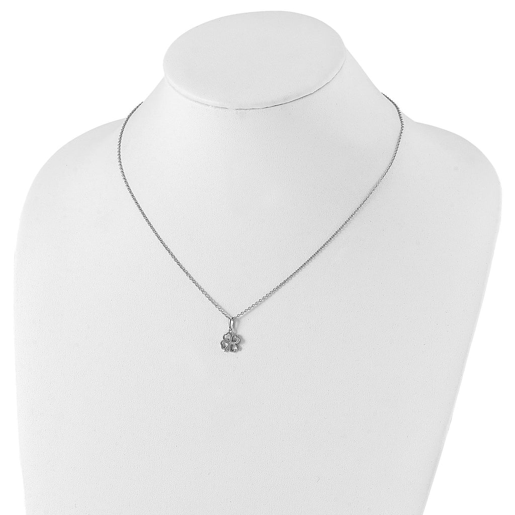 White Ice .01ct Diamond Clover Pendant Necklace Sterling Silver - 1000Jewels.com