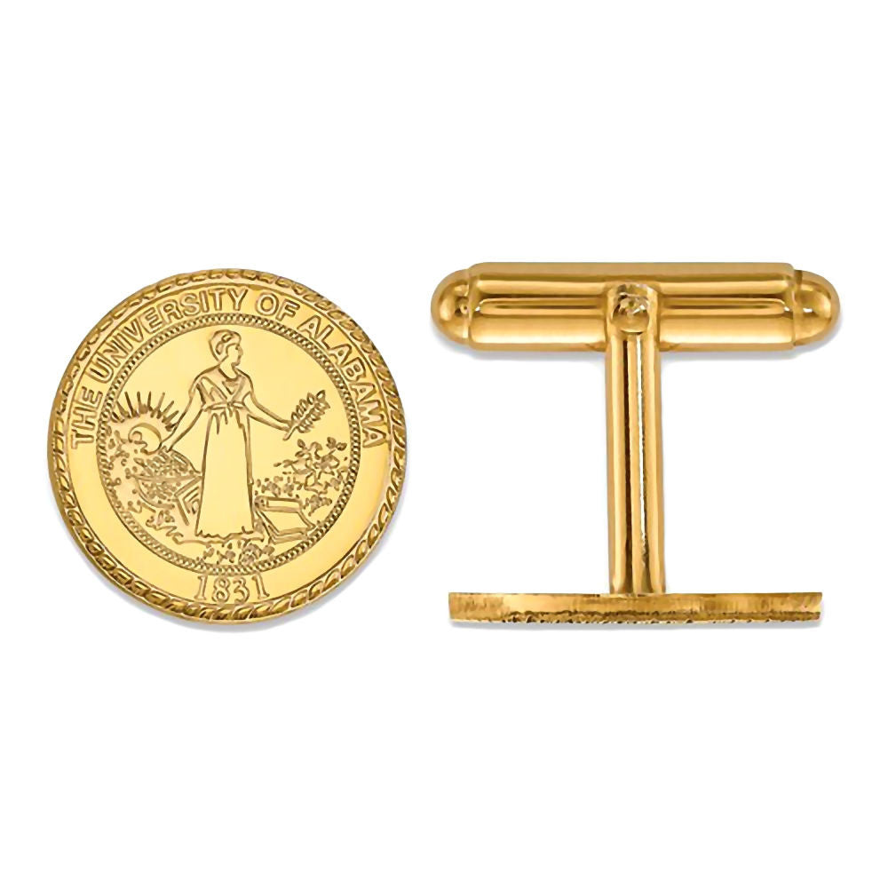 University of Alabama Crest Gold Plated Silver Cufflinks Officially Licensed - 1000Jewels.com