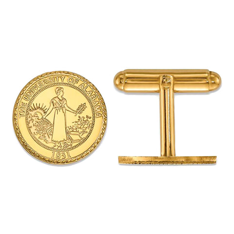University of Alabama Crest Gold Plated Silver Cufflinks Officially Licensed - 1000Jewels.com